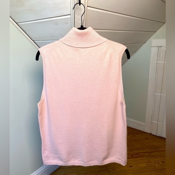 Ann Taylor 100% Cashmere Blush Pink Sleeveless Turtleneck Sweater XL - Picture 3 of 9